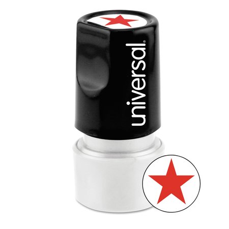 UNIVERSAL Round Message Stamp, STAR, Pre-Inked/Re-Inkable, Red UNV10081